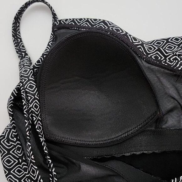 Christina Tankini Black White Geometric Print Padded Cups High Back Size 8 - Picture 8 of 16